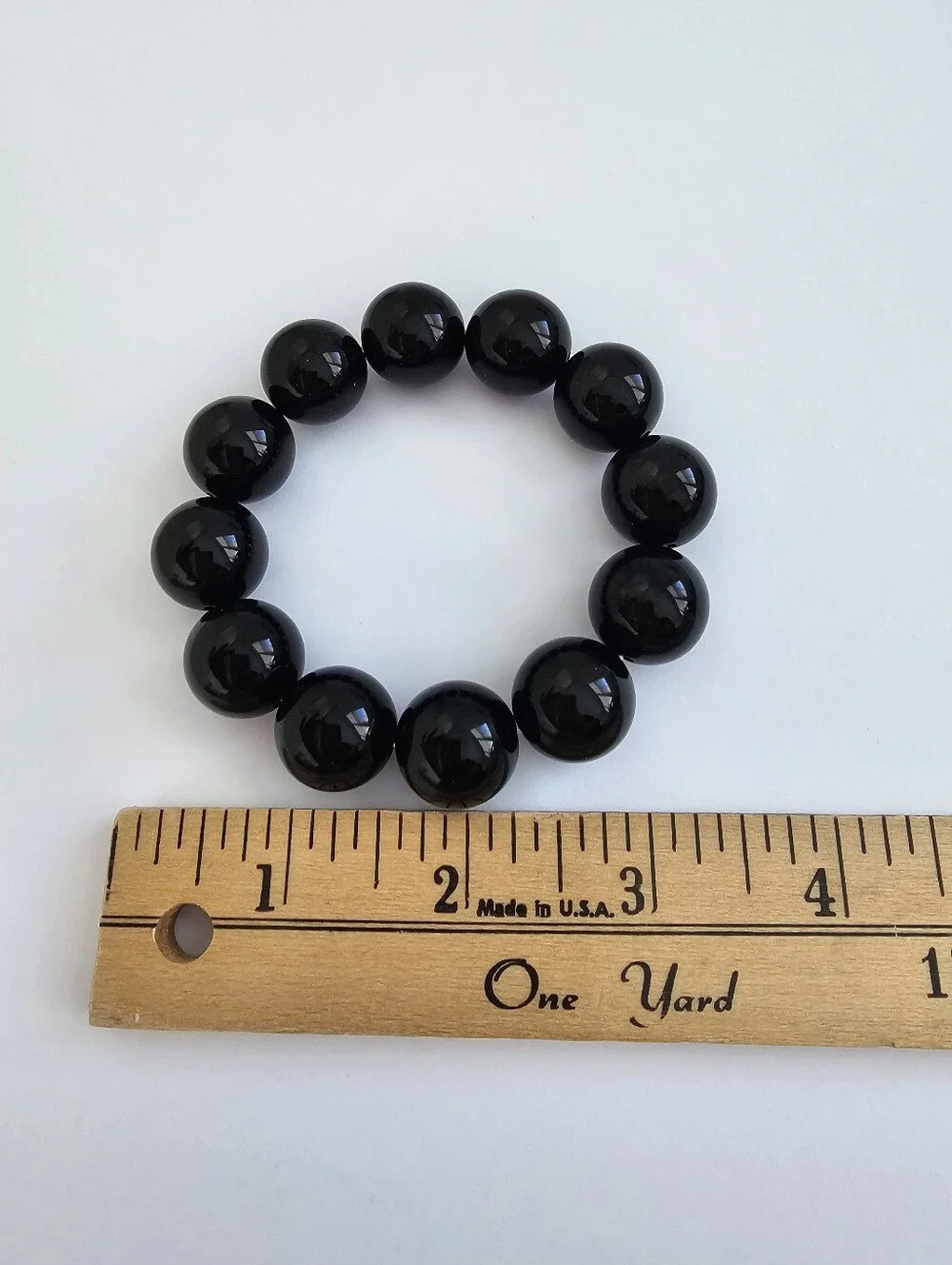 Black Bead Statement Jewelry Set Necklace, Stretch Bracelet & Earrings
